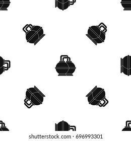 Industrial tanks for petrol and oil pattern repeat seamless in black color for any design. Vector geometric illustration