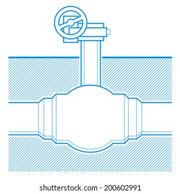 Industrial tap vector blueprint illustration underground