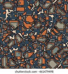 Industrial techno ornaments - vector seamless pattern
