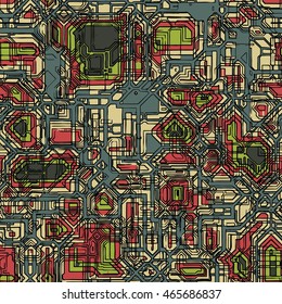 Industrial techno structure - vector seamless pattern
