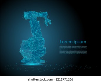 Industrial technology concept with polygonal robotic arm vector illustration