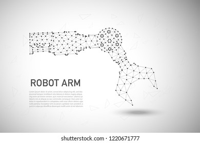 Industrial technology concept with polygonal robotic arm vector illustration