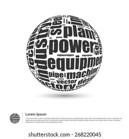 Industrial Technology concept word cloud. World globe with all electric and Mechanic tech keyword. Wordcloud vector illustration.