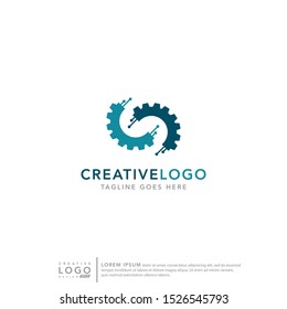 Industrial technology template logo vector
