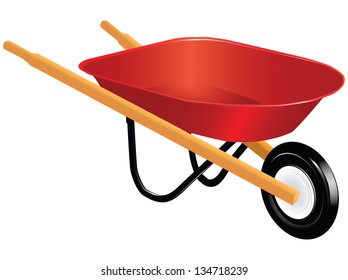 Industrial tool for manual movement of construction and household items - industrial wheelbarrow. Vector illustration.