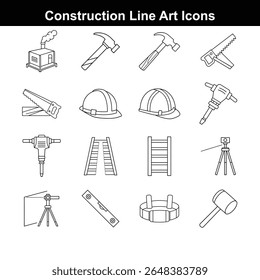  Ferramentas industriais Icon Collection em fundo branco 