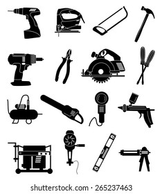Industrial tools icons set