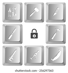 Industrial tools set. Vector set computer keys.