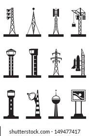 Industrial towers and poles - vector illustration