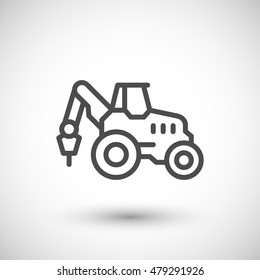 Industrial tractor line icon