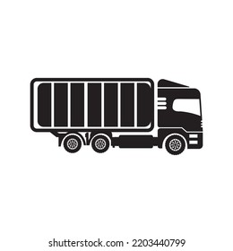 Industrial transport cargo truck icon | Black Vector illustration |