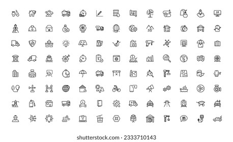Industrial and transport linear icons collection.Set of thin line web icon set, simple outline icons collection, Pixel Perfect icons, Simple vector illustration.
