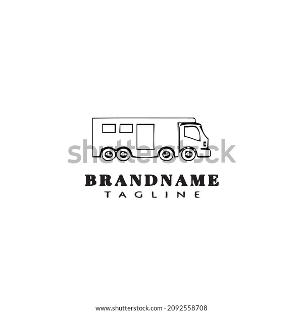industrial transportation logo\
cartoon icon design black modern isolated vector\
illustration