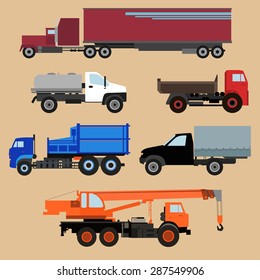 Industrial transportation vector set for construction, shipping,  carrying, maintenance and  logistics needs. 