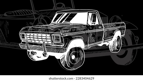 industrial transportation of vector and white drawing for poster graphic design. line vector transportation. art print transportation