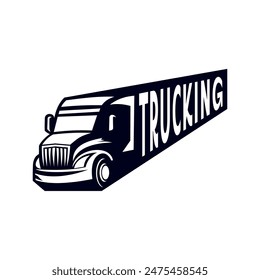 Industrial truck car logo with trucking writing.