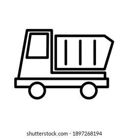 Industrial truck flat icon. Pictogram for web. Line stroke. Isolated on white background. Vector eps10