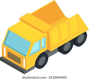 Industrial truck isometric icon. Construction heavy vehicle