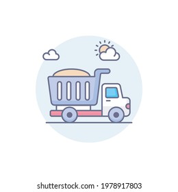 Industrial truck vector round icon style illustration. EPS 10 File