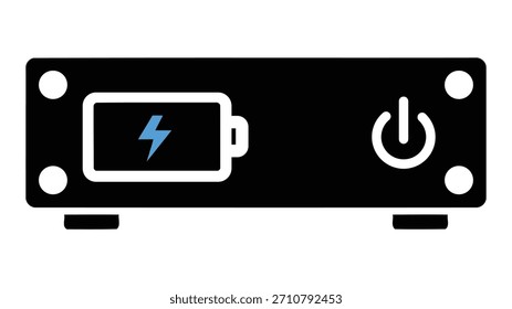 Ícone de sistema industrial ups simbolizando a energia de backup e a proteção de energia para equipamentos elétricos durante paralisações