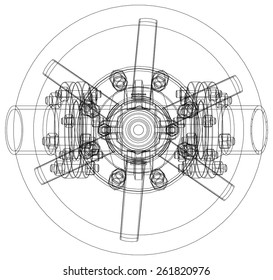 Industrial valve. Detailed vector illustration isolated on white background. Vector rendering of 3d