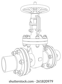 Industrial valve. Detailed vector illustration isolated on white background. Vector rendering of 3d