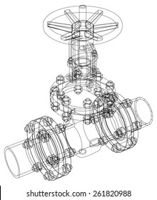 Industrial valve. Detailed vector illustration isolated on white background. Vector rendering of 3d