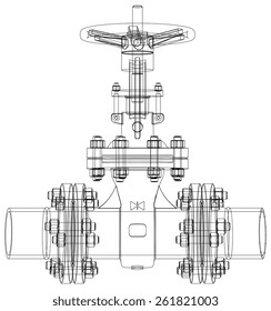 Industrial valve. Detailed vector illustration isolated on white background. Vector rendering of 3d