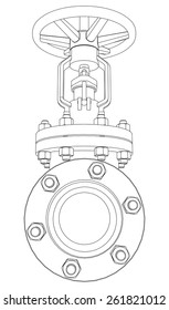 Industrial valve. Detailed vector illustration isolated on white background. Vector rendering of 3d