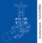 Industrial valve. Vector illustration isolated on white background. Vector rendering of 3d