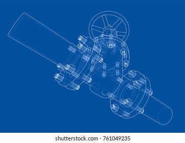 Industrial valve. Vector illustration isolated on white background. Vector rendering of 3d