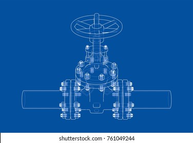 Industrial valve. Vector illustration isolated on white background. Vector rendering of 3d