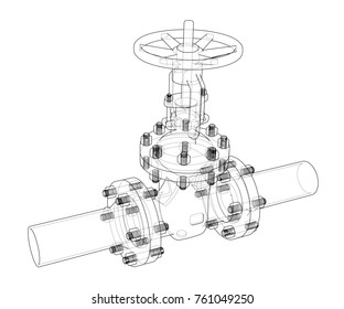 Industrial valve. Vector illustration isolated on white background. Vector rendering of 3d