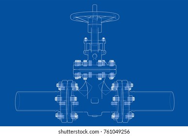 Industrial valve. Vector illustration isolated on white background. Vector rendering of 3d
