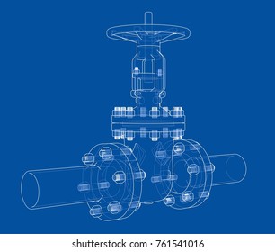 Industrial valve. Vector illustration isolated on white background. Vector rendering of 3d