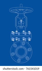Industrial valve. Vector illustration isolated on white background. Vector rendering of 3d