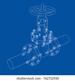 Industrial valve. Vector illustration isolated on white background. Vector rendering of 3d