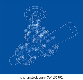 Industrial valve. Vector illustration isolated on white background. Vector rendering of 3d