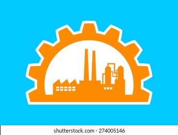 Industrial vector icon on blue background