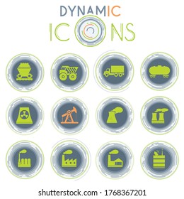 Industrial vector icons on white background with dynamic lines for animation for web and user interface design