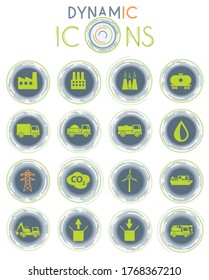 Industrial vector icons on white background with dynamic lines for animation for web and user interface design