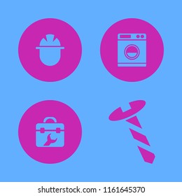 industrial vector icons set. with toolbox, builder, washer and screw in set