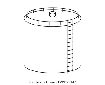Industrial vector illustration of a petrol, oil, or water tank isolated on 
a transparent background. Round, cylindrical fuel tank model with Metal stairs