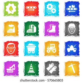industrial vector web icons in grunge style for user interface design