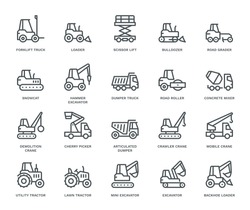 Industrial Vehicles Icons,  Monoline Concept
The Icons Were Created On A 48x48 Pixel Aligned, Perfect Grid Providing A Clean And Crisp Appearance. Adjustable Stroke Weight. 