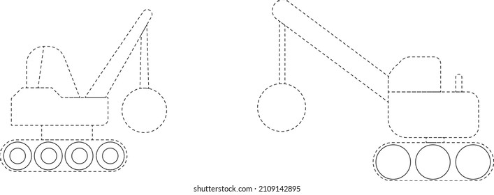 industrial vehicles machines vector logo icon silhouette on white isolated background