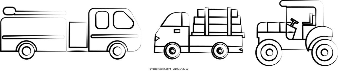 industrial vehicles machines vector logo icon silhouette on white isolated background