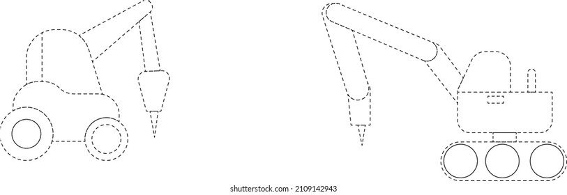 industrial vehicles machines vector logo icon silhouette on white isolated background
