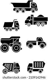 industrial vehicles machines vector logo icon silhouette on white isolated background