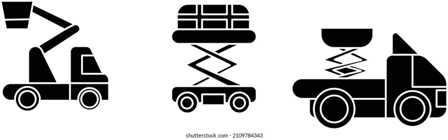 industrial vehicles machines vector logo icon silhouette on white isolated background